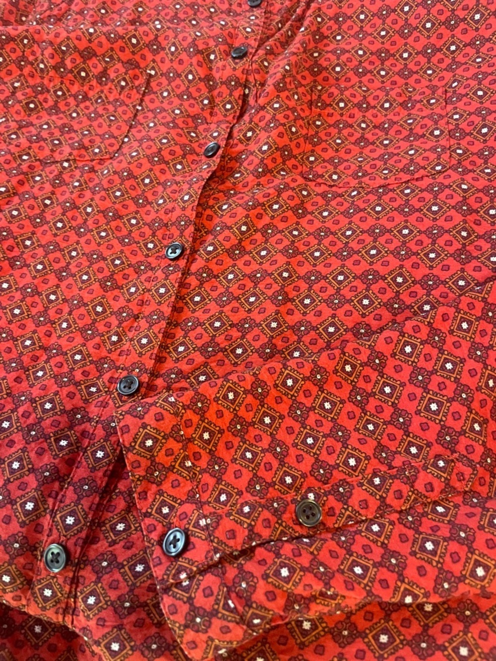 Van Heusen Red Patterned Button-Up Top - Picture 6 of 7